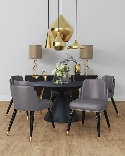 Manhattan Comfort - Estelle Faux Leather Dining Chair with Wood Legs in Pebble and Black - Set of 2 - 2-DC042-PE veiw 7