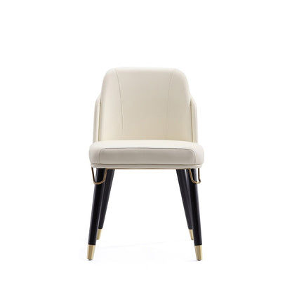 Manhattan Comfort - Estelle Faux Leather Dining Chair with Wood Legs in Cream and Black - DC042-CR veiw 2