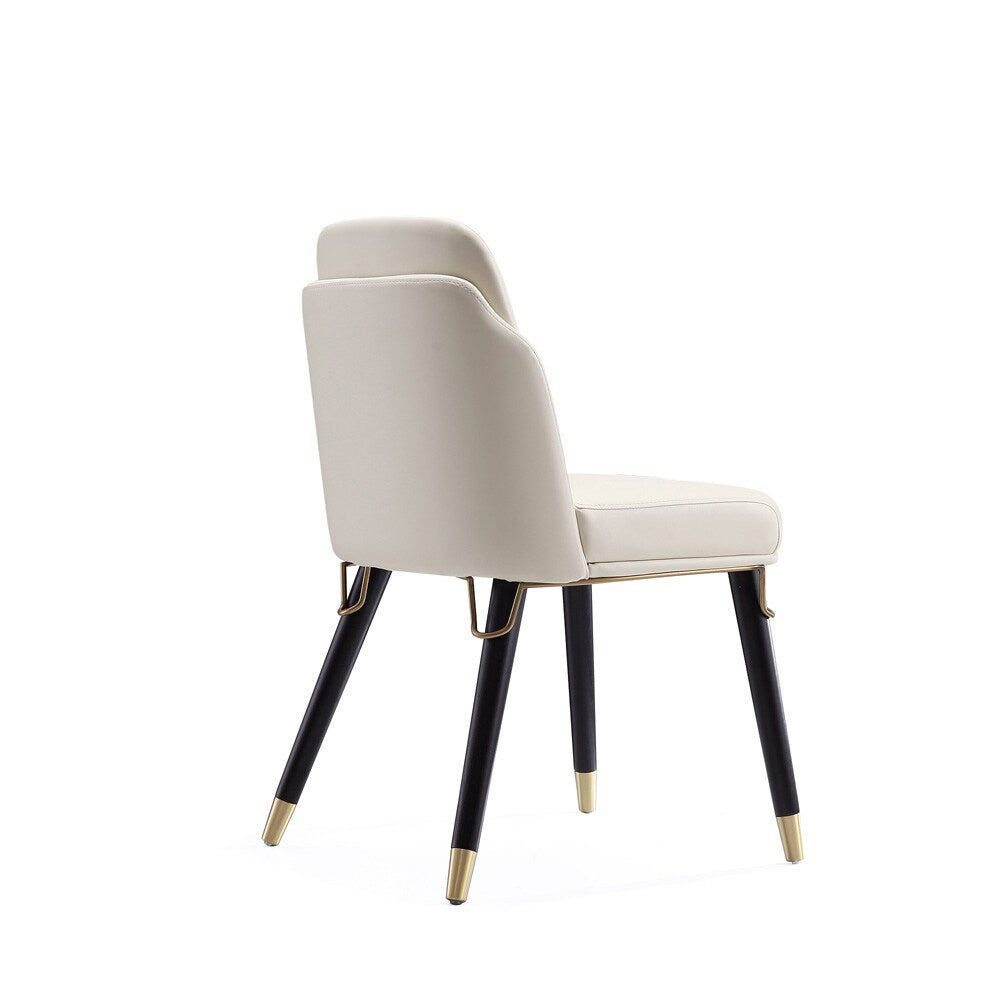 Manhattan Comfort - Estelle Faux Leather Dining Chair with Wood Legs in Cream and Black - DC042-CR veiw 4