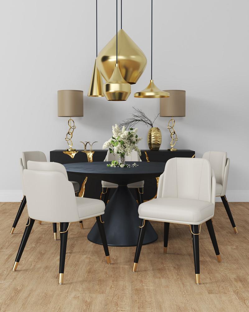 Manhattan Comfort - Estelle Faux Leather Dining Chair with Wood Legs in Cream and Black - DC042-CR veiw 6