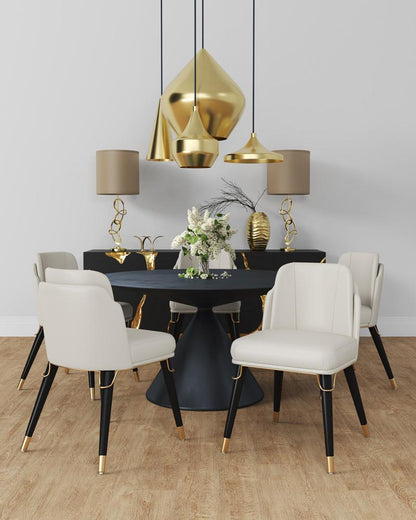 Manhattan Comfort - Estelle Faux Leather Dining Chair with Wood Legs in Cream and Black - DC042-CR veiw 6