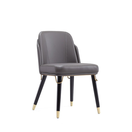 Manhattan Comfort - Estelle Faux Leather Dining Chair with Wood Legs in Pebble and Black - DC042-PE veiw 1