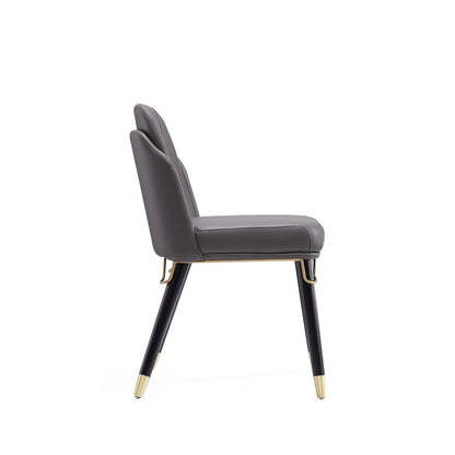 Manhattan Comfort - Estelle Faux Leather Dining Chair with Wood Legs in Pebble and Black - DC042-PE veiw 3