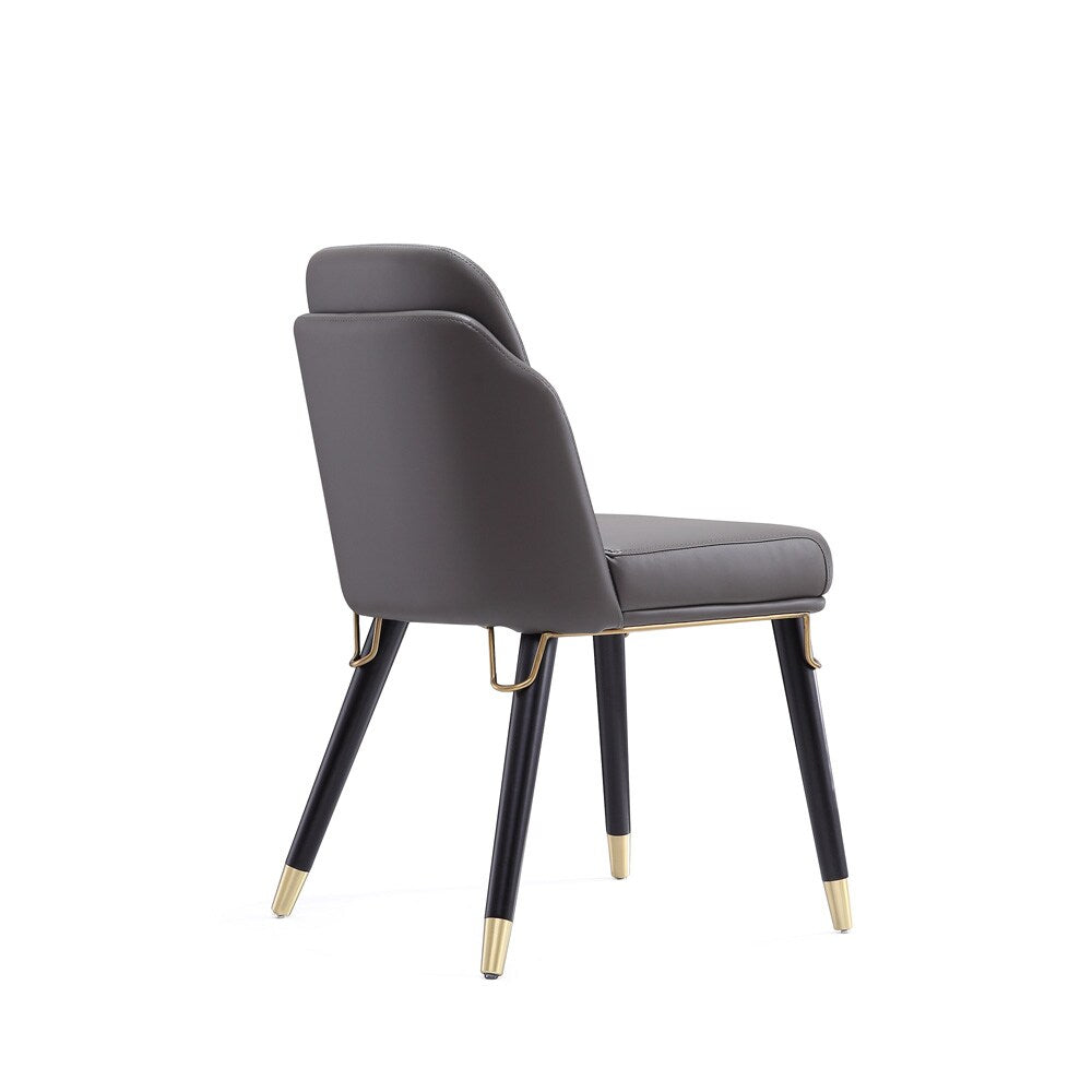 Manhattan Comfort - Estelle Faux Leather Dining Chair with Wood Legs in Pebble and Black - DC042-PE veiw 4