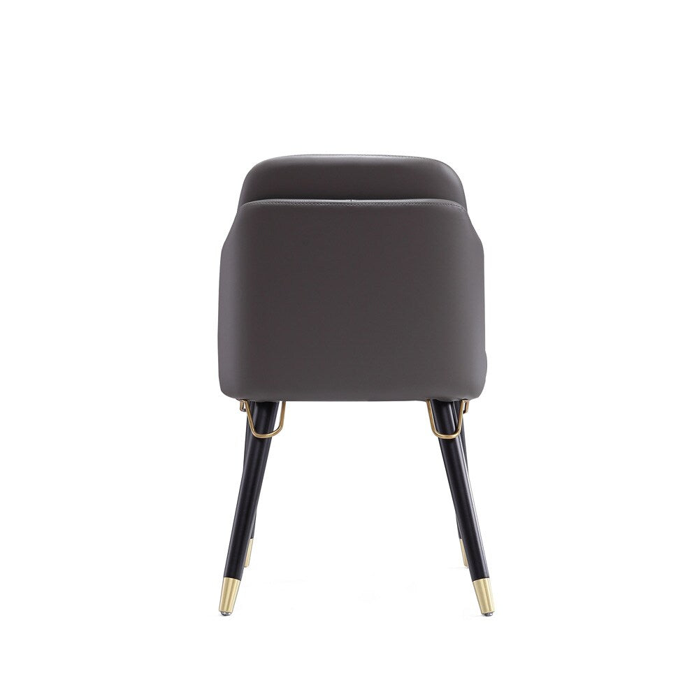 Manhattan Comfort - Estelle Faux Leather Dining Chair with Wood Legs in Pebble and Black - DC042-PE veiw 5
