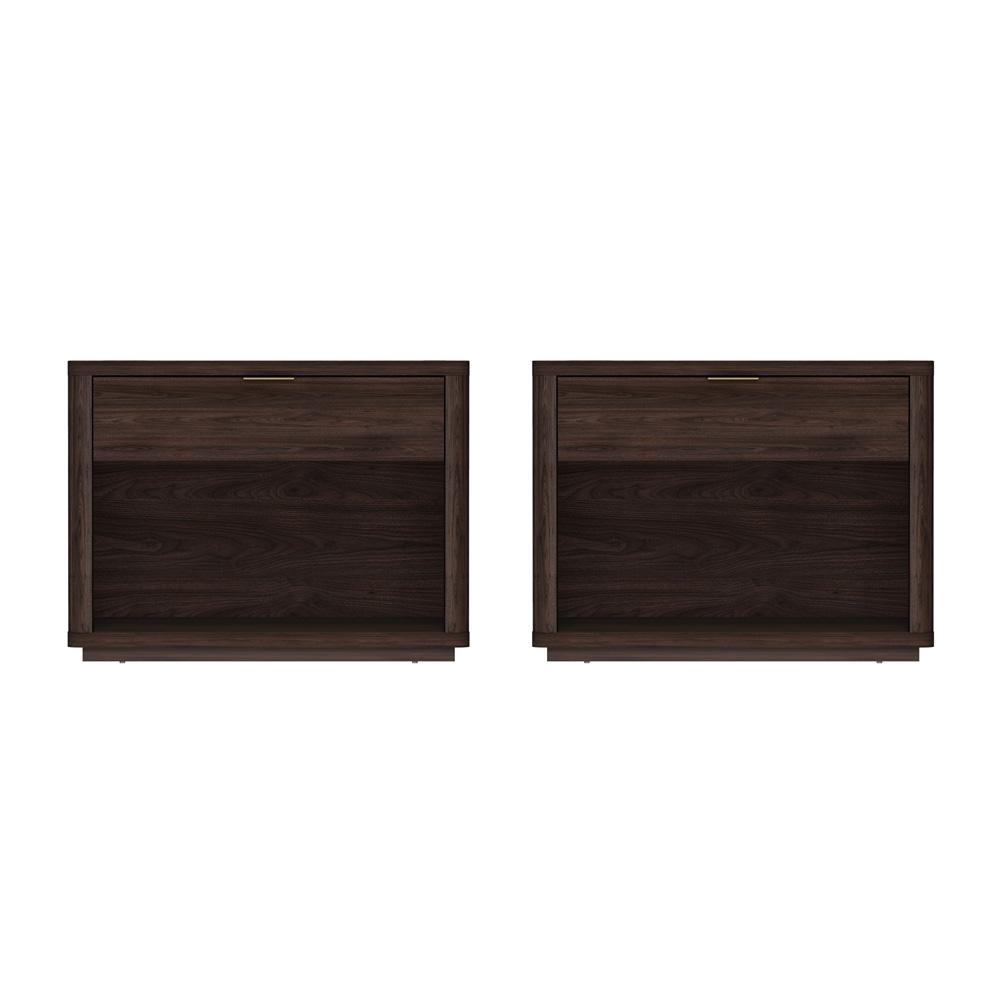 Manhattan Comfort - Evelyn 32 Nightstand 2.0 with 2 Full Extension Drawers in Brown - Set of 2 - 2-NS012-BR veiw 1