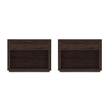 Manhattan Comfort - Evelyn 32 Nightstand 2.0 with 2 Full Extension Drawers in Brown - Set of 2 - 2-NS012-BR veiw 1