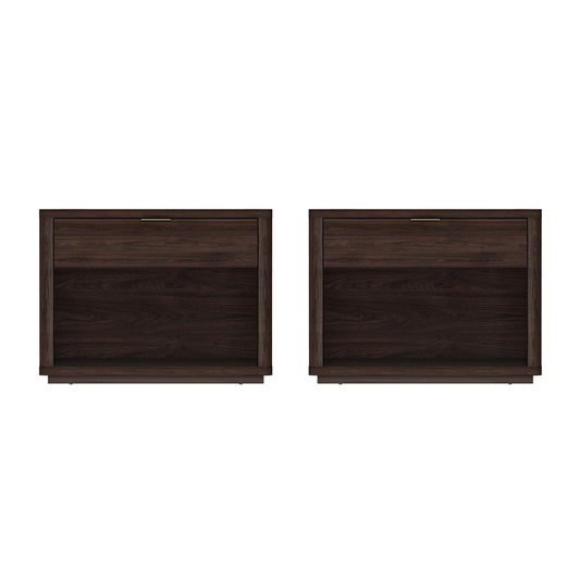 Manhattan Comfort - Evelyn 32 Nightstand 2.0 with 2 Full Extension Drawers in Brown - Set of 2 - 2-NS012-BR veiw 1