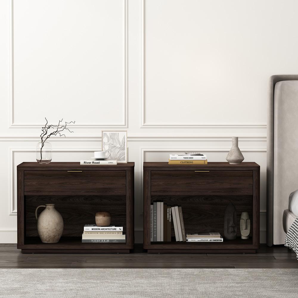 Manhattan Comfort - Evelyn 32 Nightstand 2.0 with 2 Full Extension Drawers in Brown - Set of 2 - 2-NS012-BR veiw 9