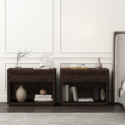 Manhattan Comfort - Evelyn 32 Nightstand 2.0 with 2 Full Extension Drawers in Brown - Set of 2 - 2-NS012-BR veiw 9