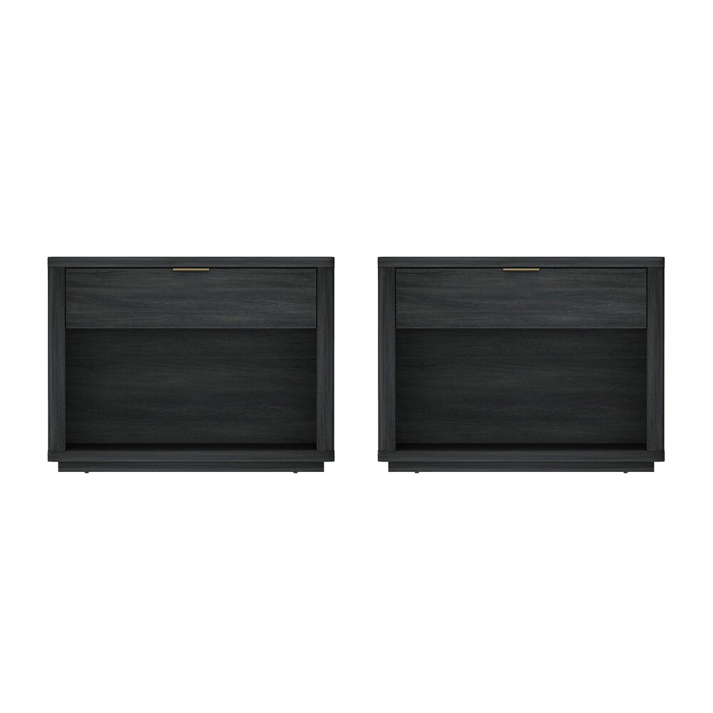 Manhattan Comfort - Evelyn 32 Nightstand 2.0 with 2 Full Extension Drawers in Charcoal Grey - Set of 2 - 2-NS012-CH veiw 1