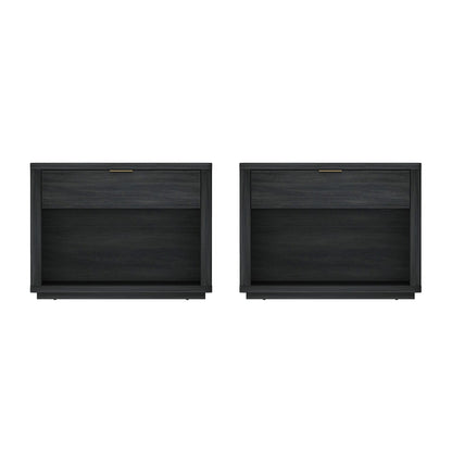 Manhattan Comfort - Evelyn 32 Nightstand 2.0 with 2 Full Extension Drawers in Charcoal Grey - Set of 2 - 2-NS012-CH veiw 1