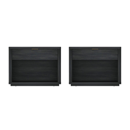 Manhattan Comfort - Evelyn 32 Nightstand 2.0 with 2 Full Extension Drawers in Charcoal Grey - Set of 2 - 2-NS012-CH veiw 1