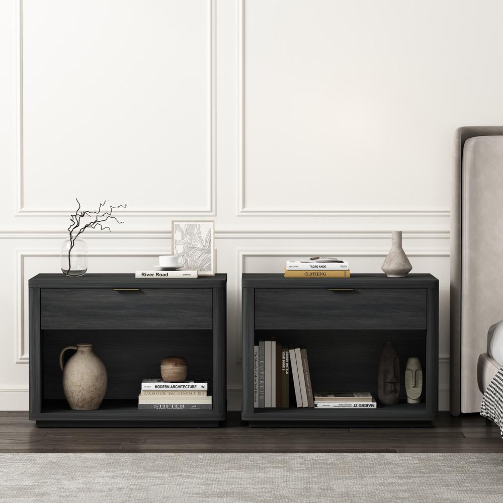 Manhattan Comfort - Evelyn 32 Nightstand 2.0 with 2 Full Extension Drawers in Charcoal Grey - Set of 2 - 2-NS012-CH veiw 9