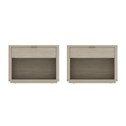 Manhattan Comfort - Evelyn 32 Nightstand 2.0 with 2 Full Extension Drawers in Natural - Set of 2 - 2-NS012-NA veiw 1