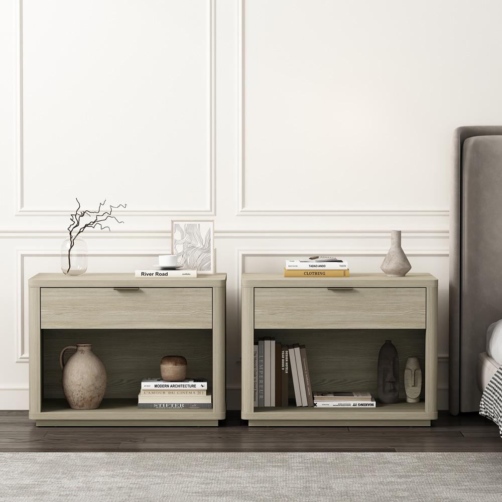 Manhattan Comfort - Evelyn 32 Nightstand 2.0 with 2 Full Extension Drawers in Natural - Set of 2 - 2-NS012-NA veiw 9