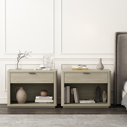 Manhattan Comfort - Evelyn 32 Nightstand 2.0 with 2 Full Extension Drawers in Natural - Set of 2 - 2-NS012-NA veiw 9