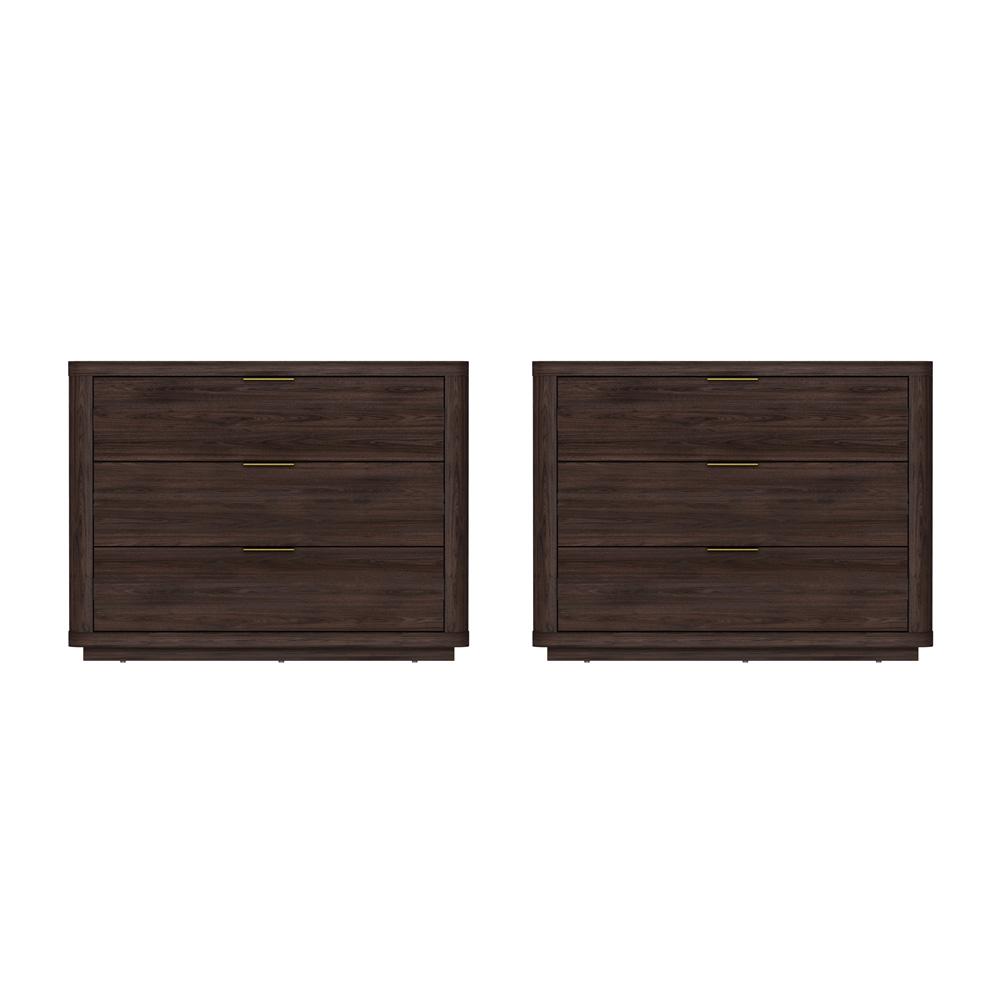 Manhattan Comfort - Evelyn 32 Nightstand 4.0 with 6 Full Extension Drawers in Brown - Set of 2 - 2-NS014-BR veiw 1