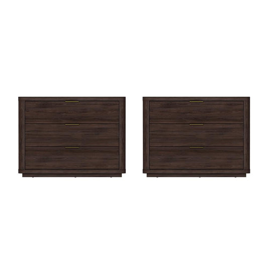 Manhattan Comfort - Evelyn 32 Nightstand 4.0 with 6 Full Extension Drawers in Brown - Set of 2 - 2-NS014-BR veiw 1