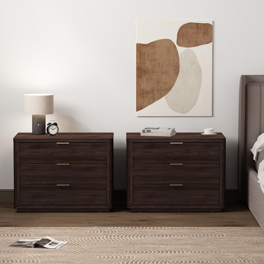 Manhattan Comfort - Evelyn 32 Nightstand 4.0 with 6 Full Extension Drawers in Brown - Set of 2 - 2-NS014-BR veiw 9