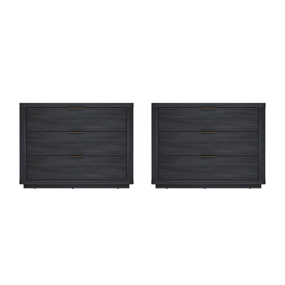 Manhattan Comfort - Evelyn 32 Nightstand 4.0 with 6 Full Extension Drawers in Charcoal Grey - Set of 2 - 2-NS014-CH veiw 1