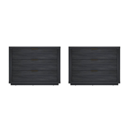 Manhattan Comfort - Evelyn 32 Nightstand 4.0 with 6 Full Extension Drawers in Charcoal Grey - Set of 2 - 2-NS014-CH veiw 1