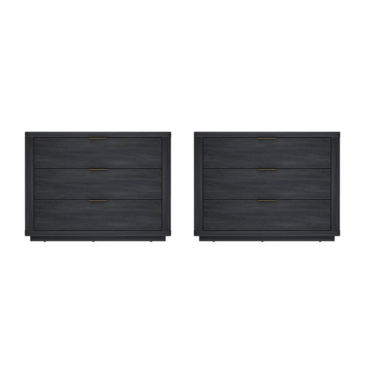 Manhattan Comfort - Evelyn 32 Nightstand 4.0 with 6 Full Extension Drawers in Charcoal Grey - Set of 2 - 2-NS014-CH veiw 1