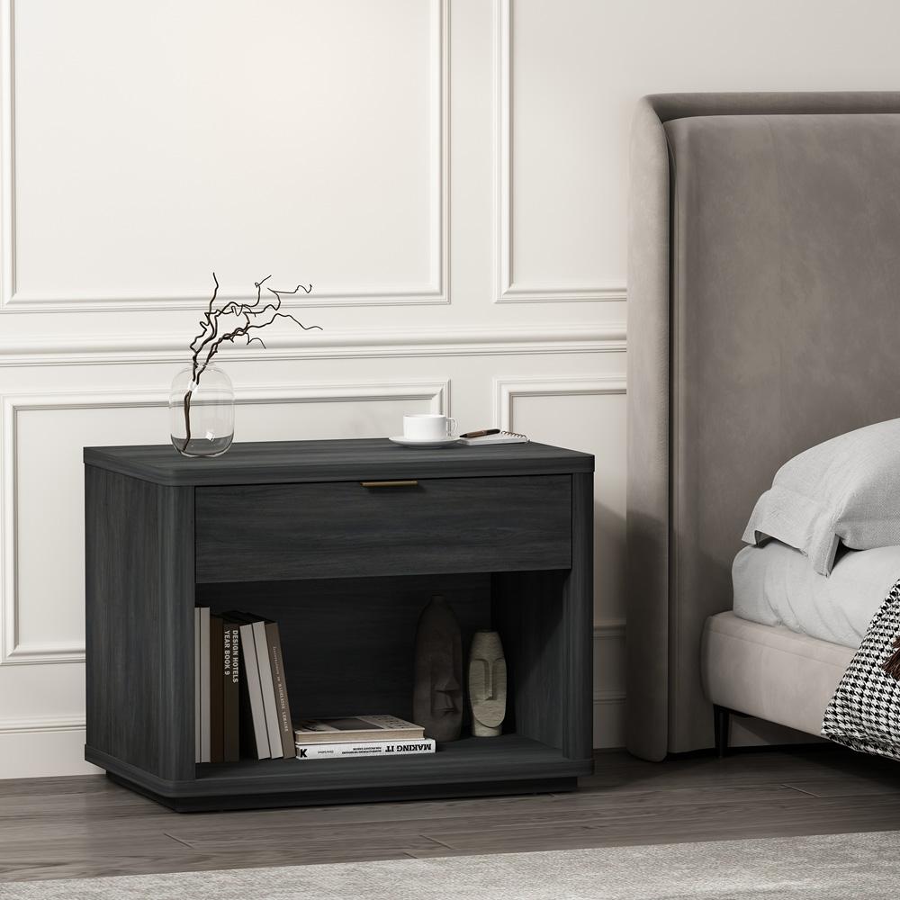 Manhattan Comfort - Evelyn 32 Nightstand 2.0 with 1 Full Extension Drawers in Charcoal Grey - NS012-CH veiw 9