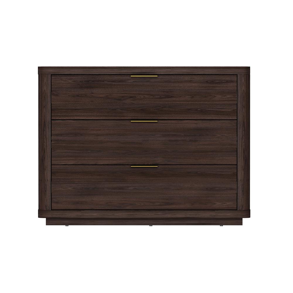 Manhattan Comfort - Evelyn 32 Nightstand 4.0 with 3 Full Extension Drawers in Brown - NS014-BR veiw 1