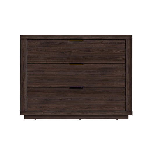 Manhattan Comfort - Evelyn 32 Nightstand 4.0 with 3 Full Extension Drawers in Brown - NS014-BR veiw 1