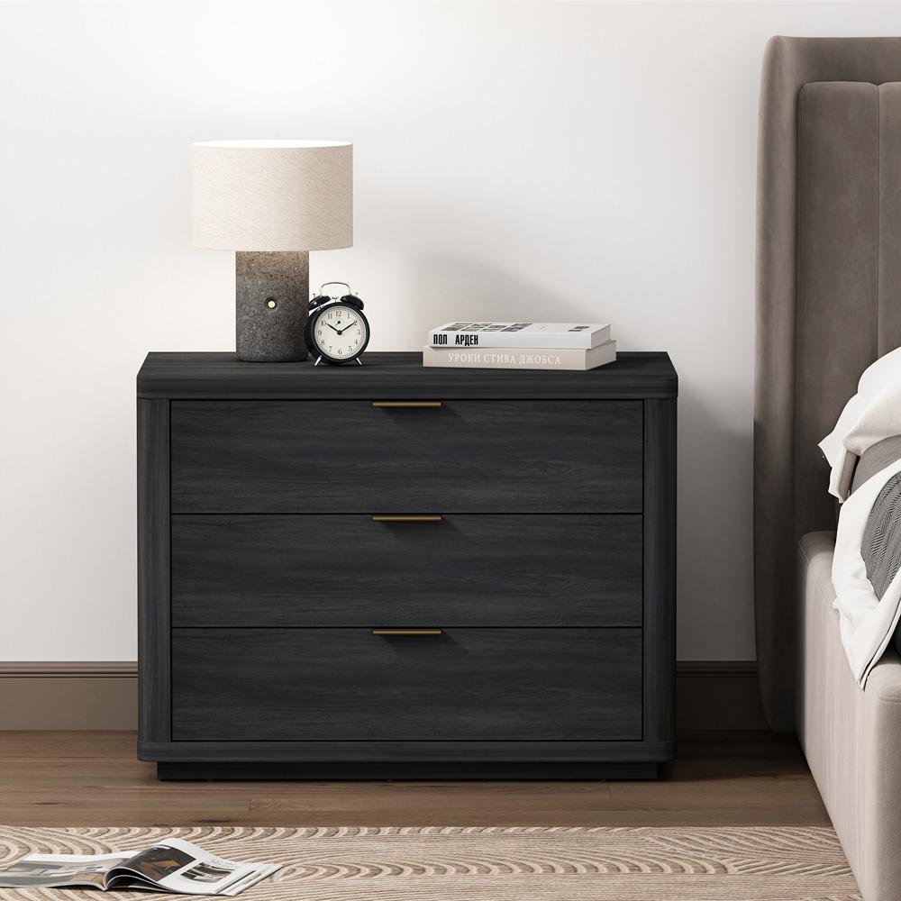 Manhattan Comfort - Evelyn 32 Nightstand 4.0 with 3 Full Extension Drawers in Charcoal Grey - NS014-CH veiw 9