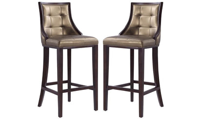 Manhattan Comfort - Fifth Avenue Faux Leather Bar Stool with Beech Wood Legs in Bronze and Walnut - Set of 2 - 2-BS007-BZ veiw 1