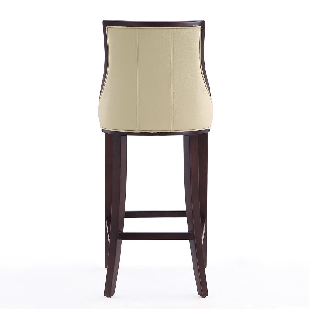 Manhattan Comfort - Fifth Avenue Faux Leather Bar Stool with Beech Wood Legs in Cream and Walnut - Set of 2 - 2-BS007-CR veiw 6