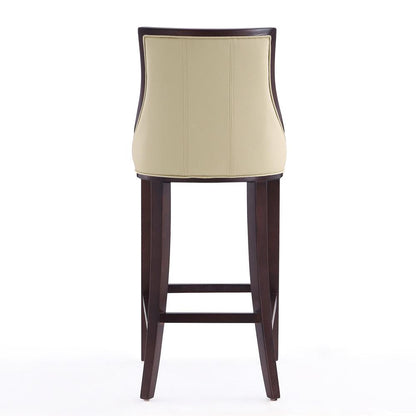 Manhattan Comfort - Fifth Avenue Faux Leather Bar Stool with Beech Wood Legs in Cream and Walnut - Set of 2 - 2-BS007-CR veiw 6