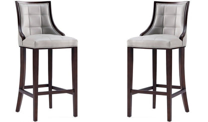 Manhattan Comfort - Fifth Avenue Faux Leather Bar Stool with Beech Wood Legs in Light Grey - Set of 2 - 2-BS007-LG veiw 1