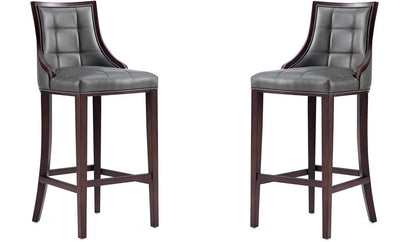 Manhattan Comfort - Fifth Avenue Faux Leather Bar Stool with Beech Wood Legs in Pebble Grey - Set of 2 - 2-BS007-PE veiw 1