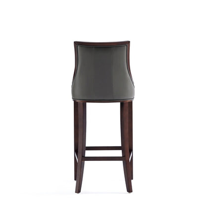 Manhattan Comfort - Fifth Avenue Faux Leather Bar Stool with Beech Wood Legs in Pebble Grey - Set of 2 - 2-BS007-PE veiw 6