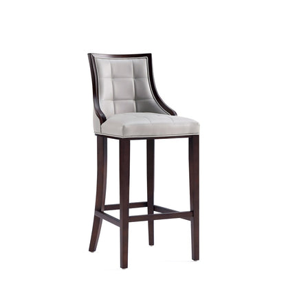 Manhattan Comfort - Fifth Avenue Faux Leather Bar Stool with Beech Wood Legs in Light Grey - Set of 3 - 3-BS007-LG veiw 3