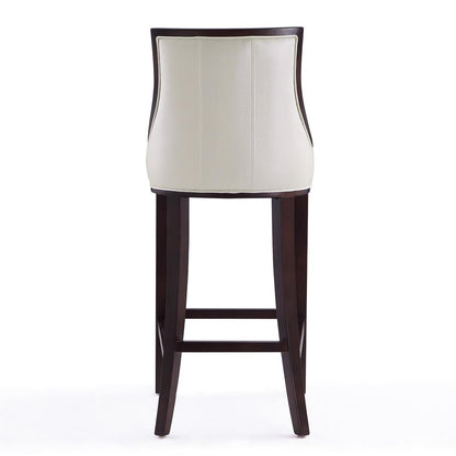 Manhattan Comfort - Fifth Avenue Faux Leather Bar Stool with Beech Wood Legs in Pearl White and Walnut - Set of 3 - 3-BS007-PW veiw 6