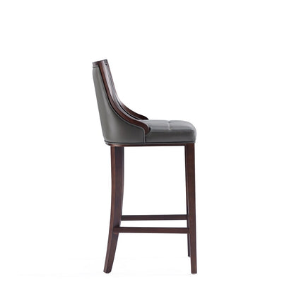 Manhattan Comfort - Fifth Avenue Faux Leather Bar Stool with Beech Wood Legs in Pebble Grey - Set of 3 - 3-BS007-PE veiw 5