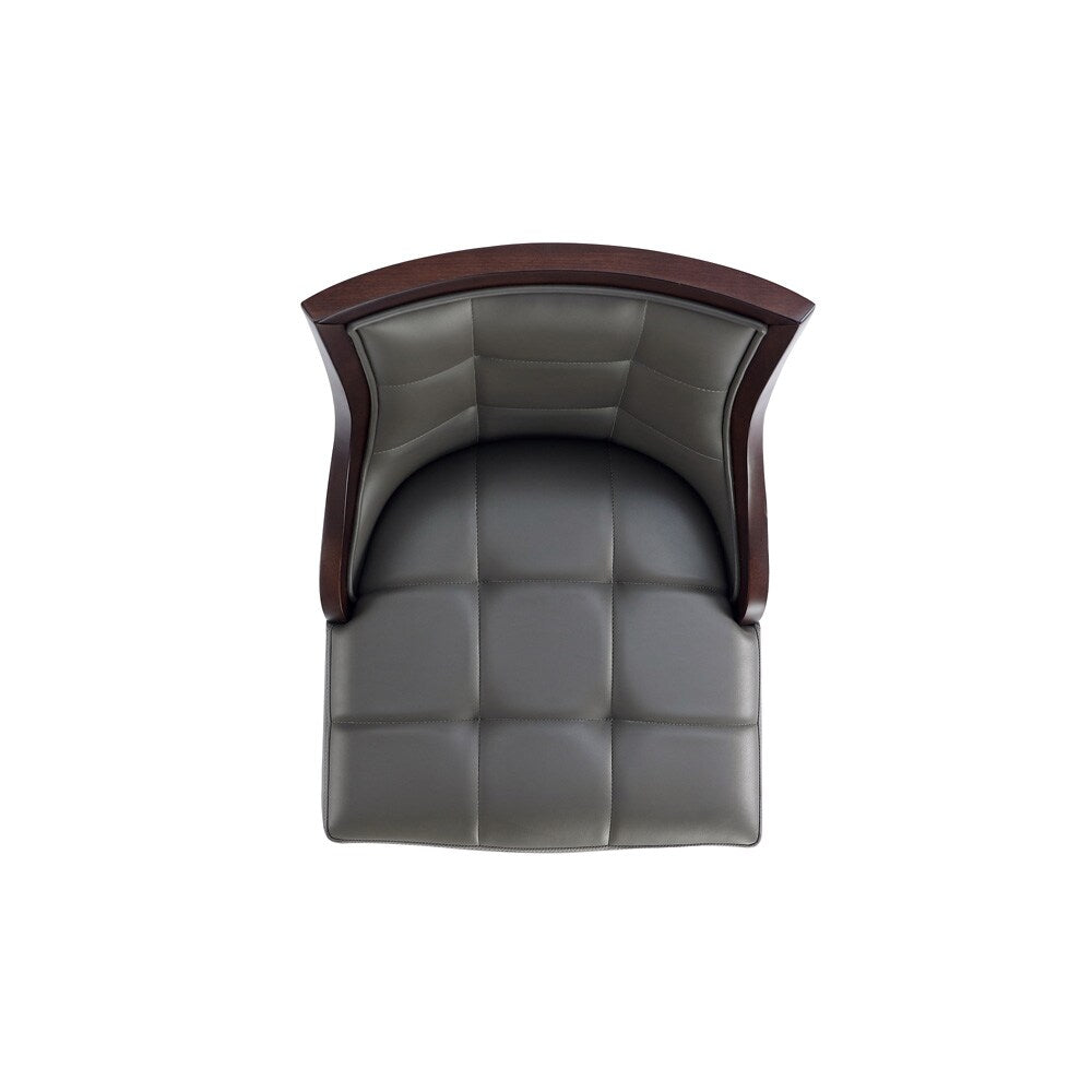 Manhattan Comfort - Fifth Avenue Faux Leather Bar Stool with Beech Wood Legs in Pebble Grey - Set of 3 - 3-BS007-PE veiw 7