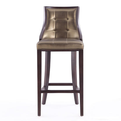 Manhattan Comfort - Fifth Avenue Faux Leather Barstool with Beech Wood Legs in Bronze and Walnut - BS007-BZ veiw 2