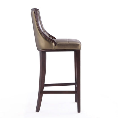 Manhattan Comfort - Fifth Avenue Faux Leather Barstool with Beech Wood Legs in Bronze and Walnut - BS007-BZ veiw 4