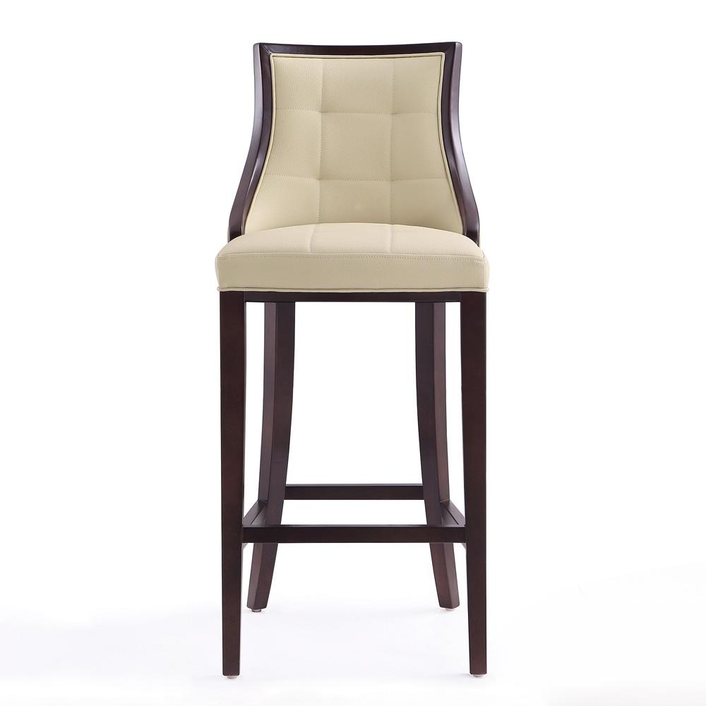 Manhattan Comfort - Fifth Avenue Faux Leather Barstool with Beech Wood Legs in Cream and Walnut - BS007-CR veiw 2