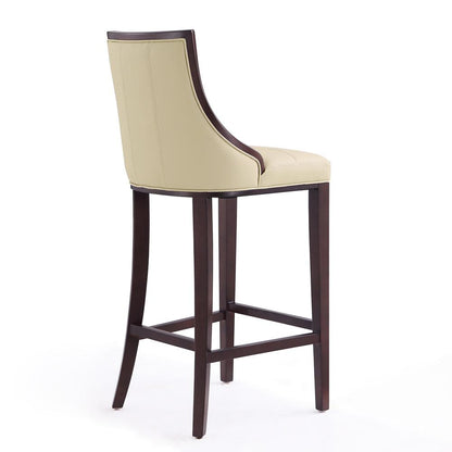 Manhattan Comfort - Fifth Avenue Faux Leather Barstool with Beech Wood Legs in Cream and Walnut - BS007-CR veiw 3