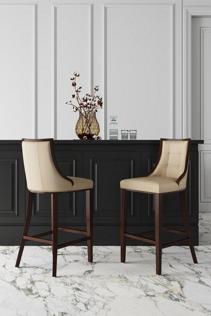 Manhattan Comfort - Fifth Avenue Faux Leather Barstool with Beech Wood Legs in Cream and Walnut - BS007-CR veiw 6