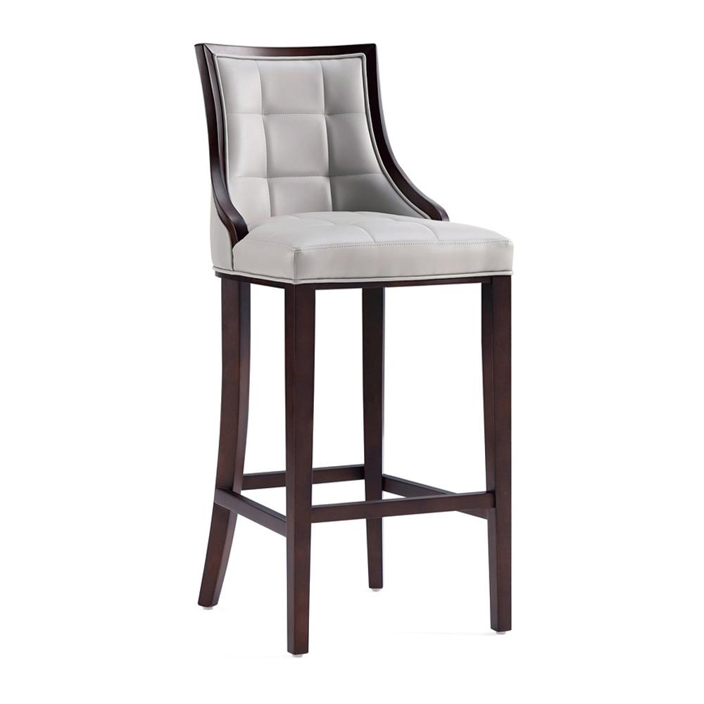 Manhattan Comfort - Fifth Avenue Faux Leather Barstool with Beech Wood Legs in Light Grey - BS007-LG veiw 1