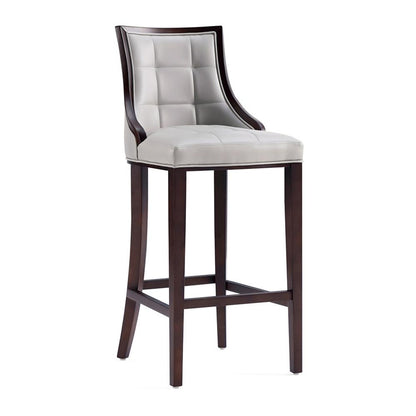 Manhattan Comfort - Fifth Avenue Faux Leather Barstool with Beech Wood Legs in Light Grey - BS007-LG veiw 1