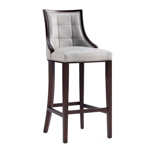 Manhattan Comfort - Fifth Avenue Faux Leather Barstool with Beech Wood Legs in Light Grey - BS007-LG veiw 1