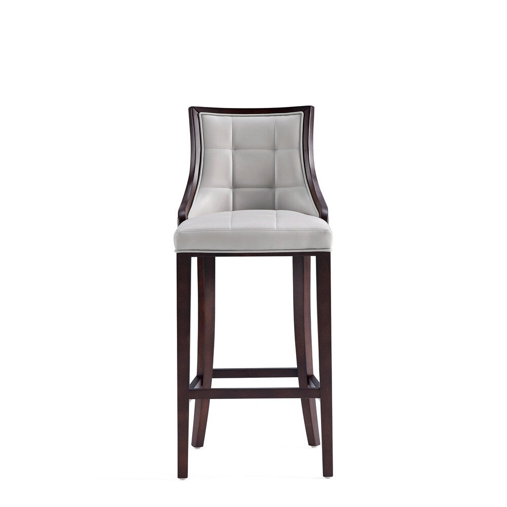 Manhattan Comfort - Fifth Avenue Faux Leather Barstool with Beech Wood Legs in Light Grey - BS007-LG veiw 2